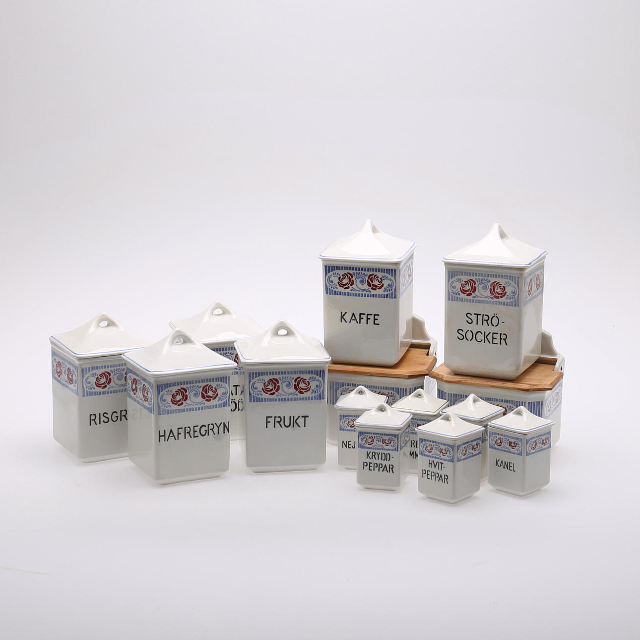 KRYDDBURKAR, Rörstrand, tidigt 1900-tal.