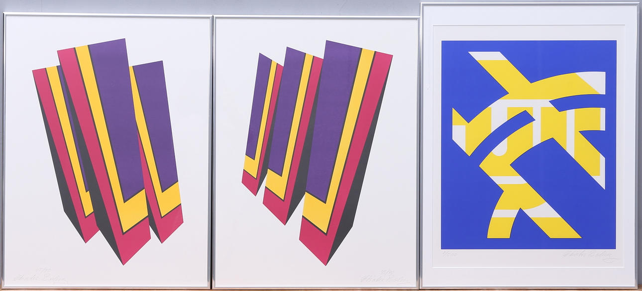 CHRISTER BOBERG. Composition, color lithographs, 3 pcs., signed and numbered.