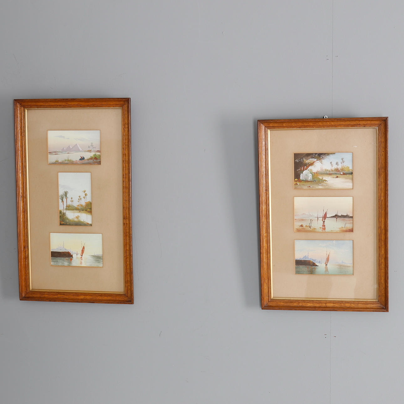 ESCUELA ANGLO-EGIPCIA; SET 6 GUACHES.