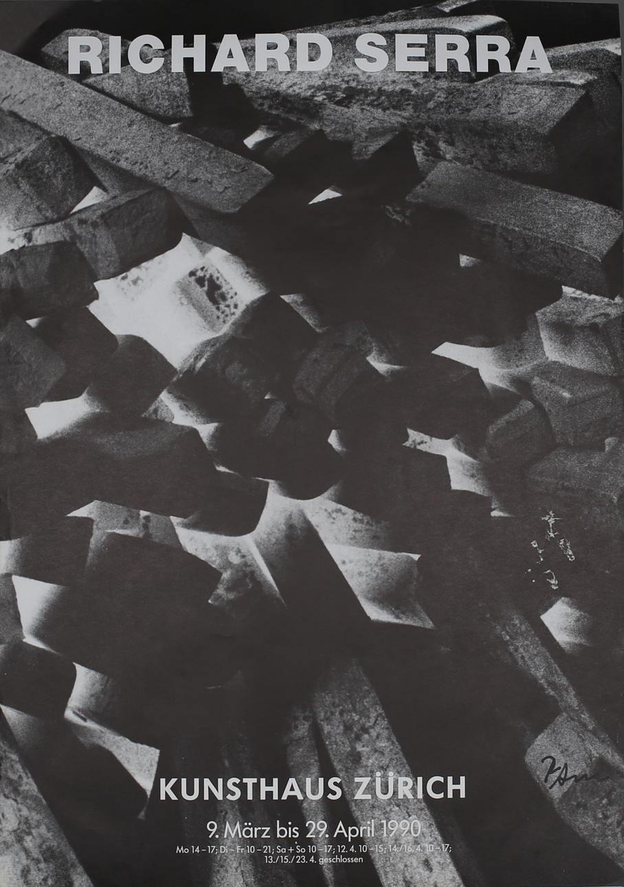 RICHARD SERRA. "Kunsthaus Zürich". Offsettryck. Signerad R Serra.