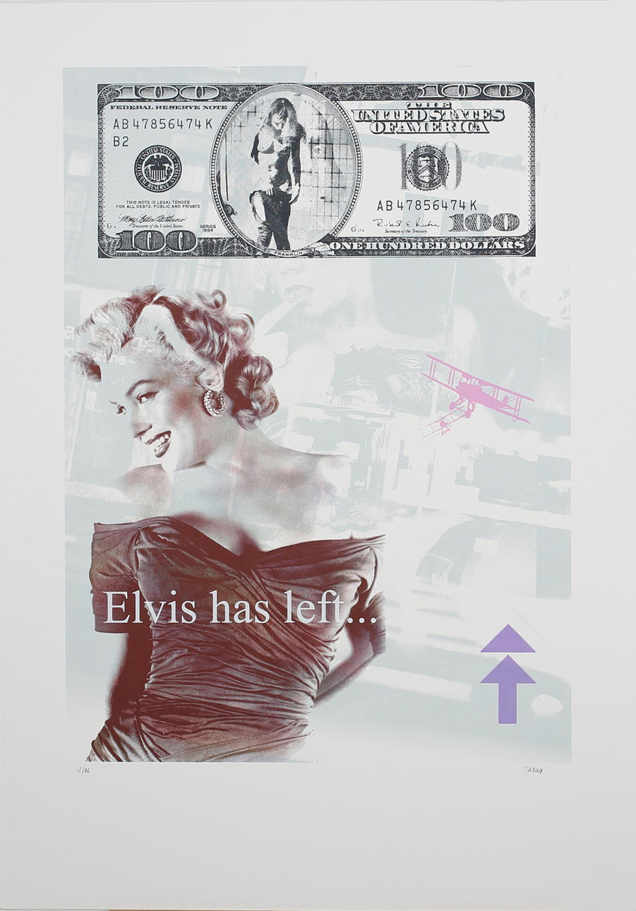 CHRISTIAN TANGØ. "Elvis has left...". Serigrafi. Signerad Tangö. 12/96.