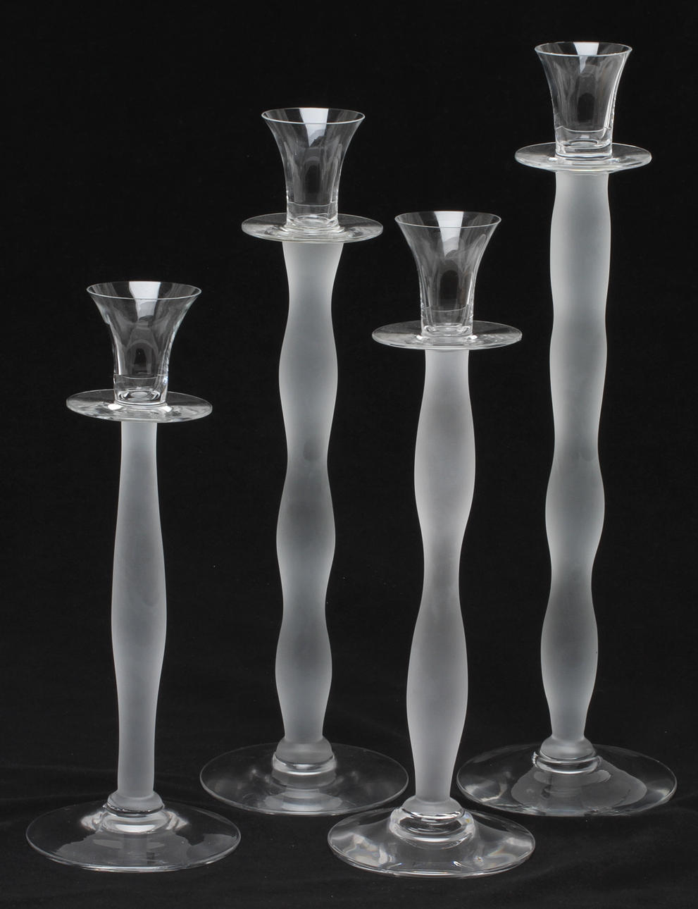 LJUSSTAKAR 4 st, glas, "Celeste" Anna Nilsson Orrefors.