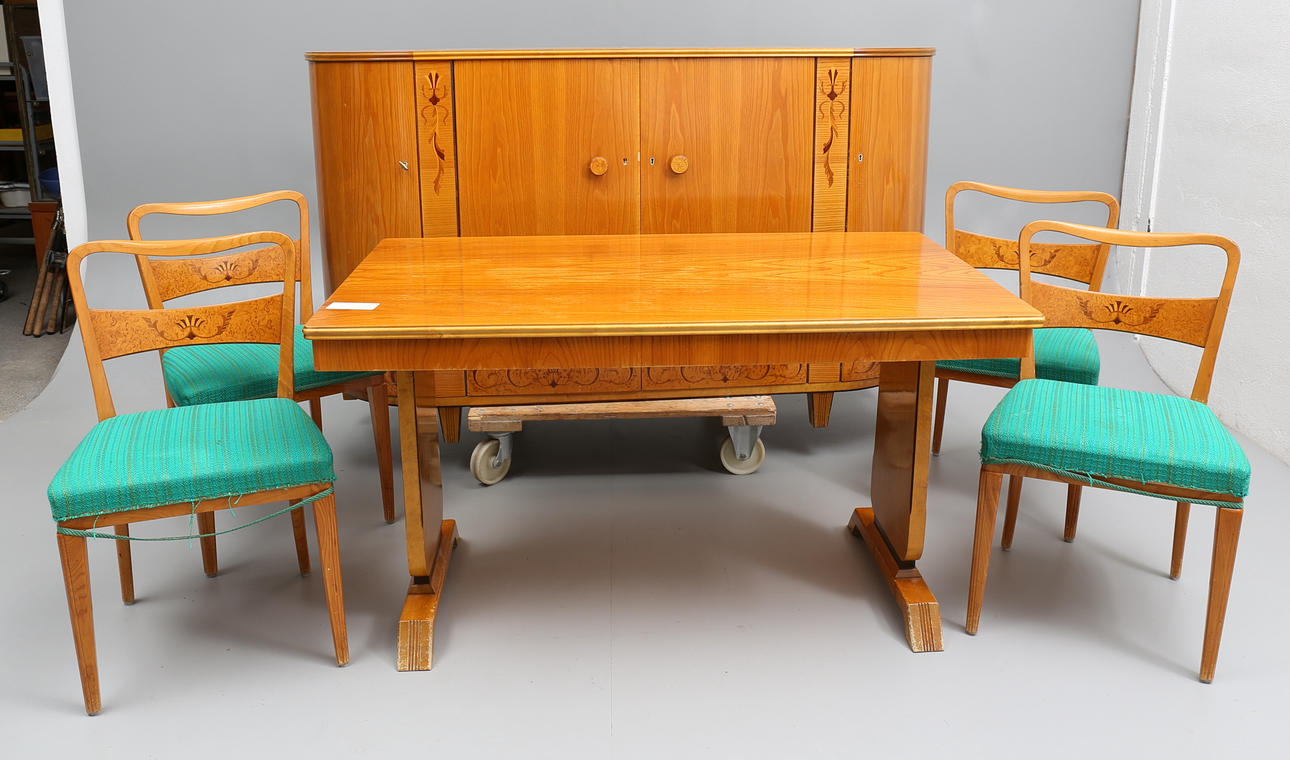 MATSALSMÖBEL, 6 delar, art deco, 1900-talets första hälft.