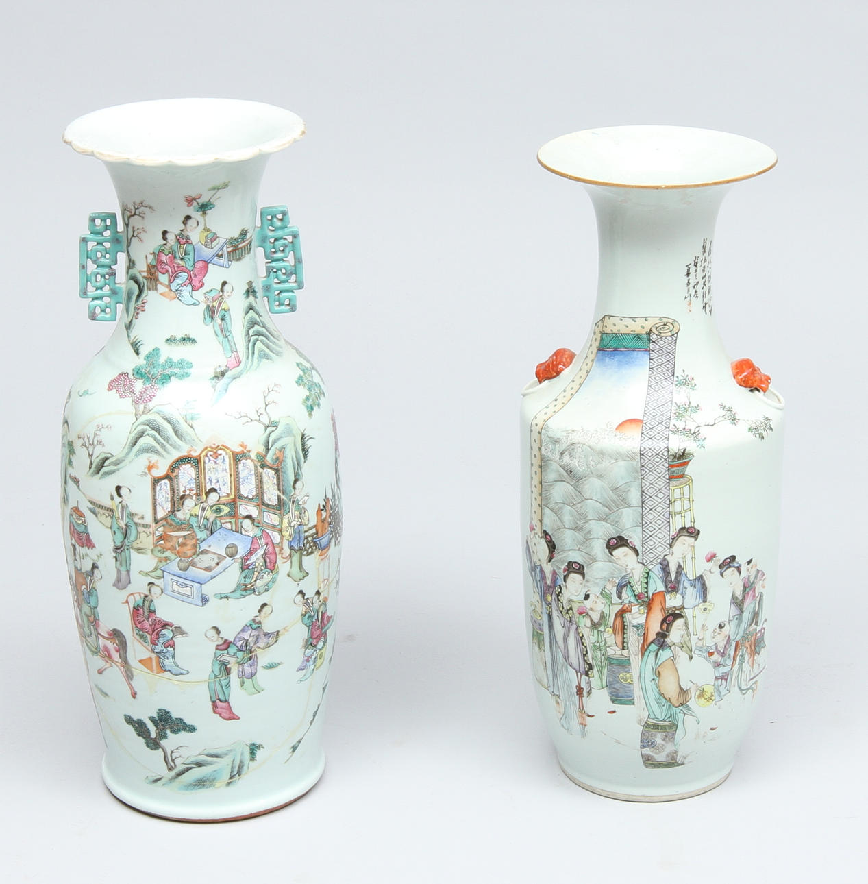 GOLVVASER, 2 st, porslin, Kina, 1800-tal.