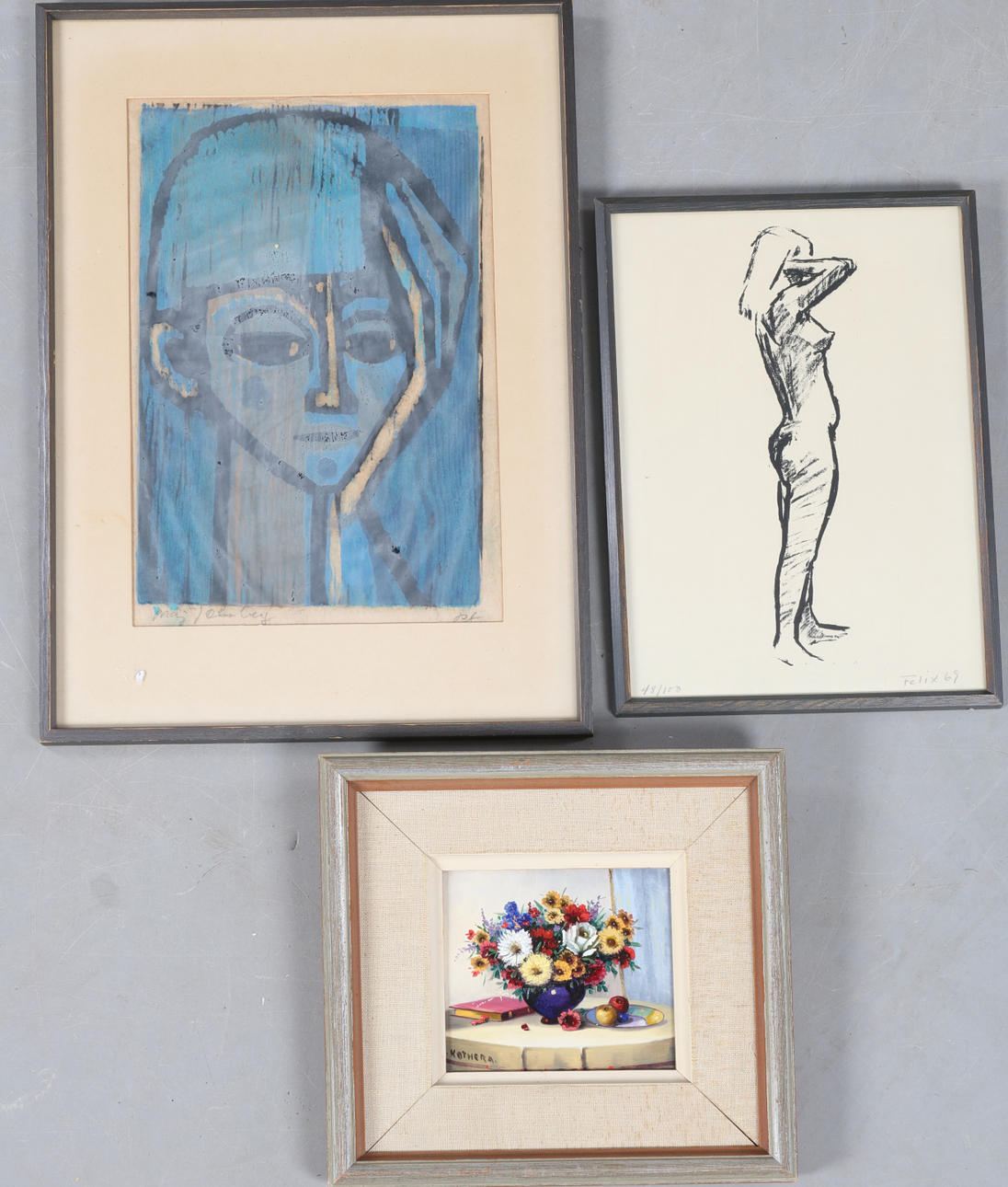 MALERIER, 3 stk, Blandede motiver.