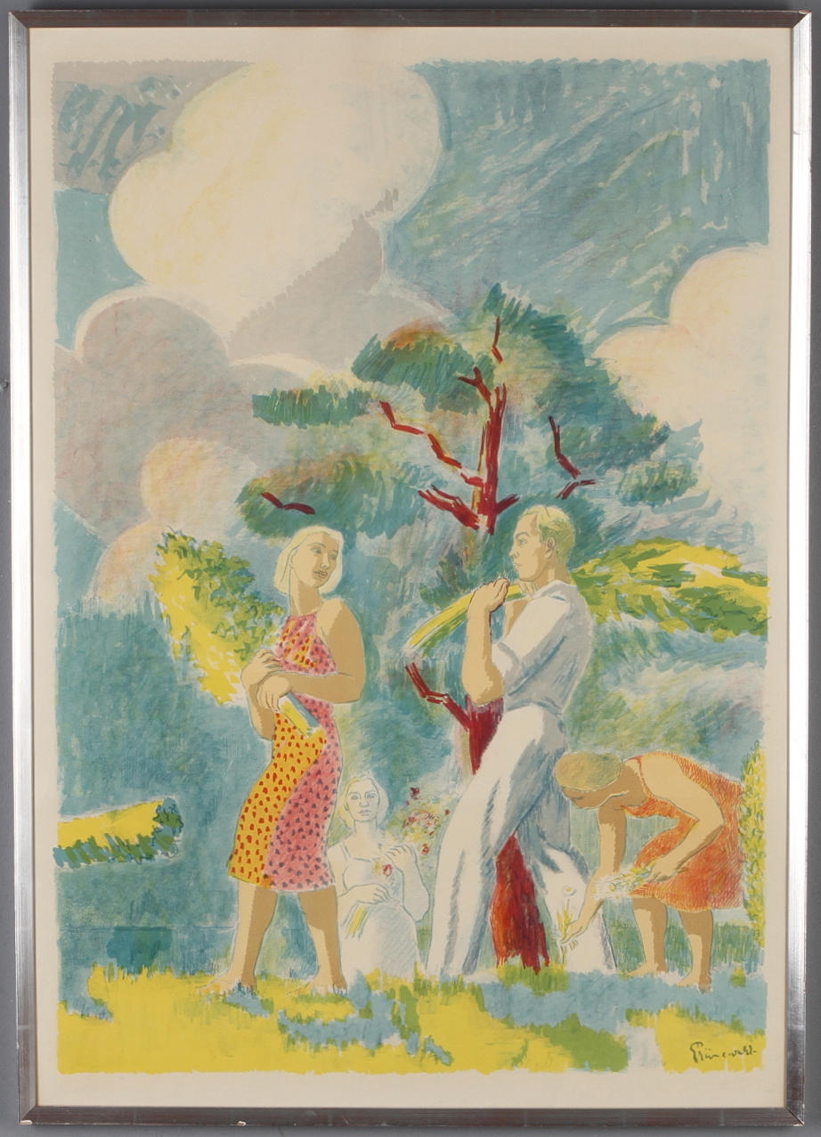 AFFISCH, Isaac Grünewald, signerad i trycket.