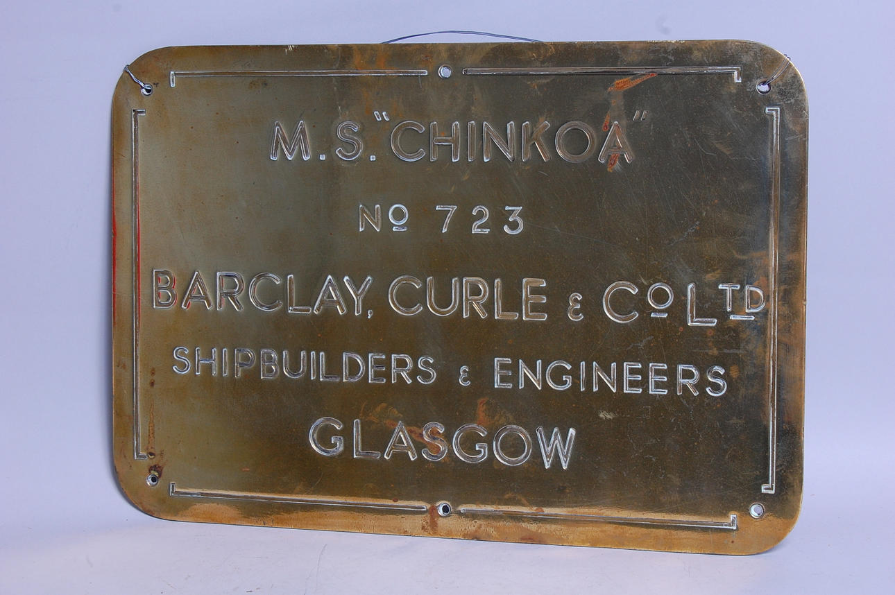 SKYLT, Märkt " M.S CHINKOA, Glasgow ".