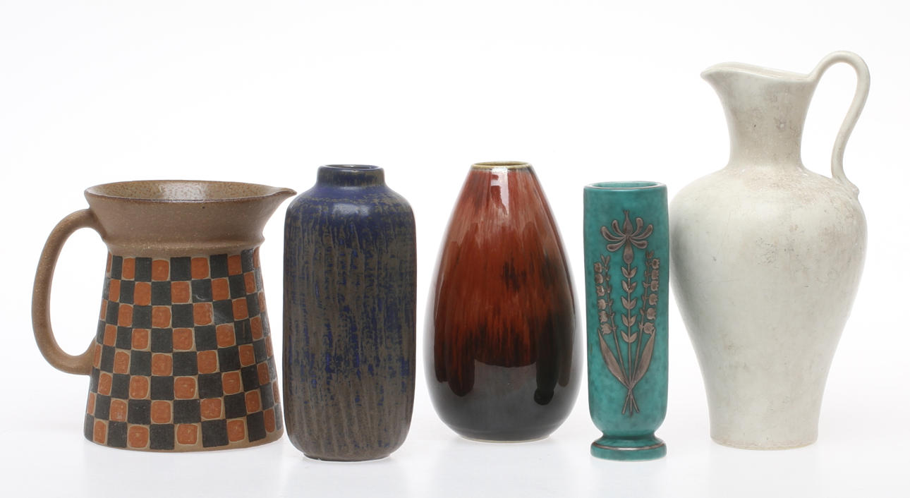 PARTI KERAMIK, 5 delar, Rörstrand och Gustavsberg, bland annat Carl Harry Stålhane, Gunnar Nylund, 1900-talets andra hälft.