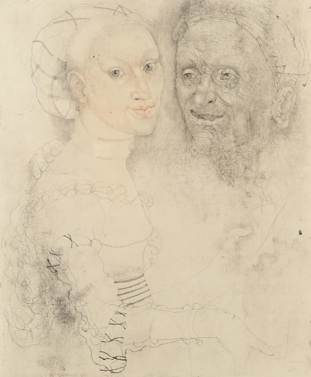 JIRI ANDERLE. Composition with people, etching, signed, numbered 20/70.