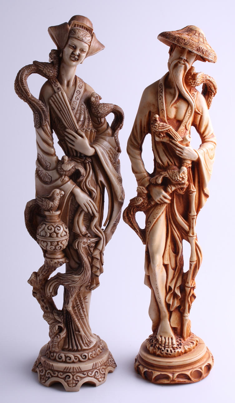 STATYETTER, ett par, kompositmaterial, Orientaliska - Kvinna och Man.