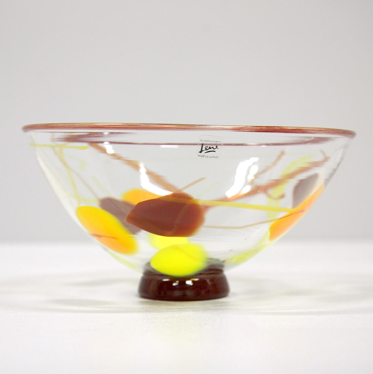 LENE HØJLUND. skål, glas, glaspusteriet, sign.