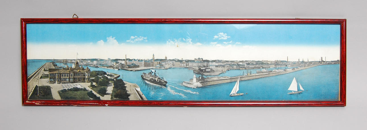 PANORAMBILD, tryck över gamla Helsingborg, 1920-tal.