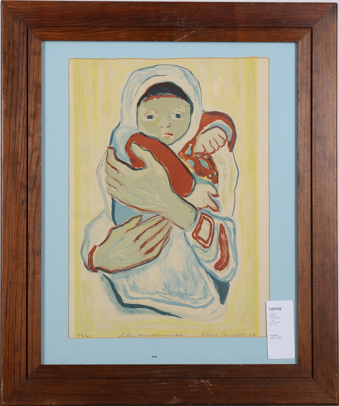 CLASSE CAMPBELL. FÄRGLITOGRAFI, "Liten musselmanska", signerad och daterad -57.