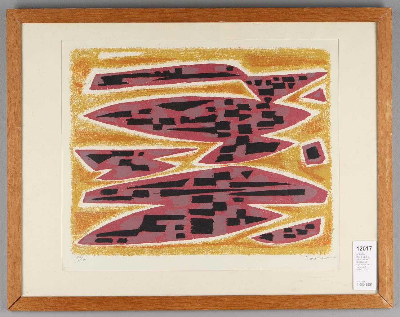 ALFRED MANESSIER. "Vers la mer", färglitografi, signerad samt numrerad 176/200.