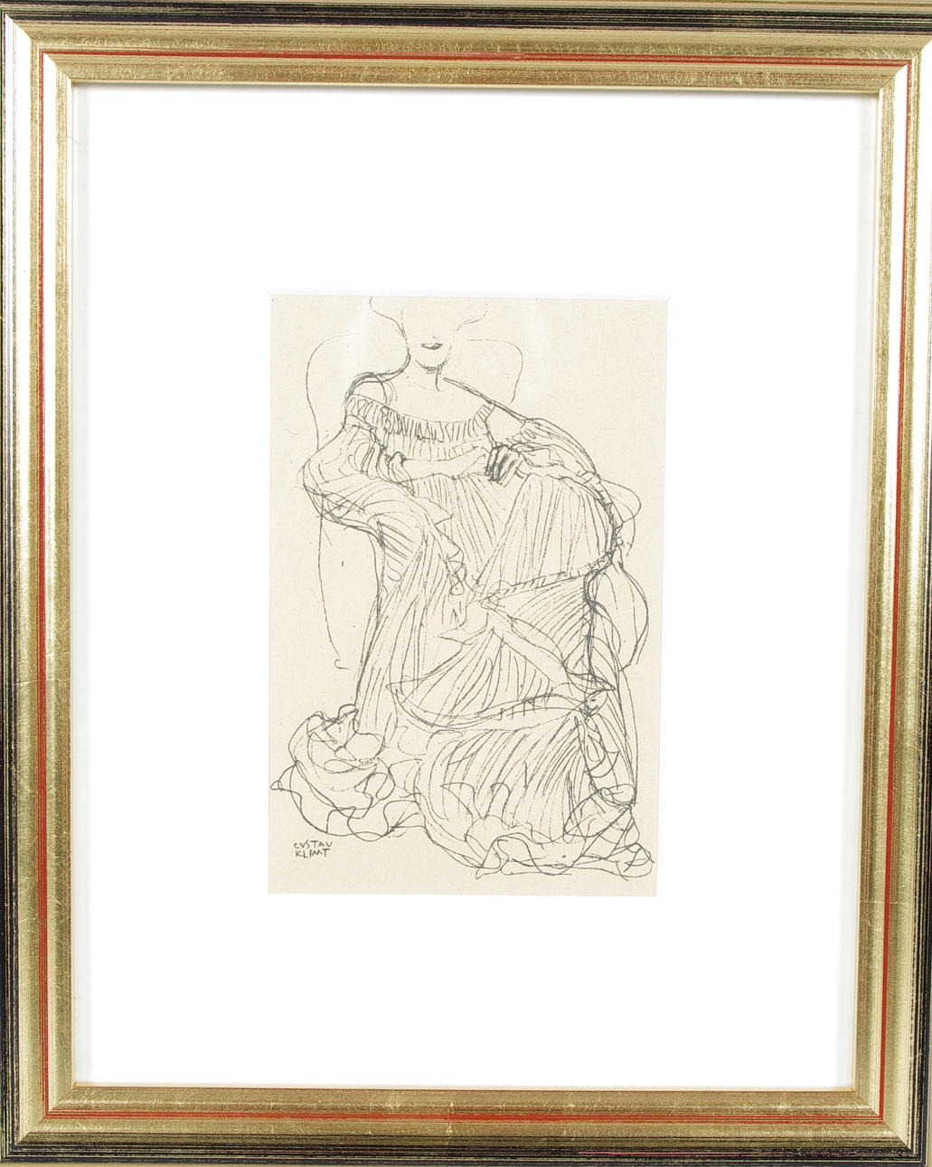 GUSTAV KLIMT. Efter. kvinnoporträtt, antikvarisk litografi efter teckning.