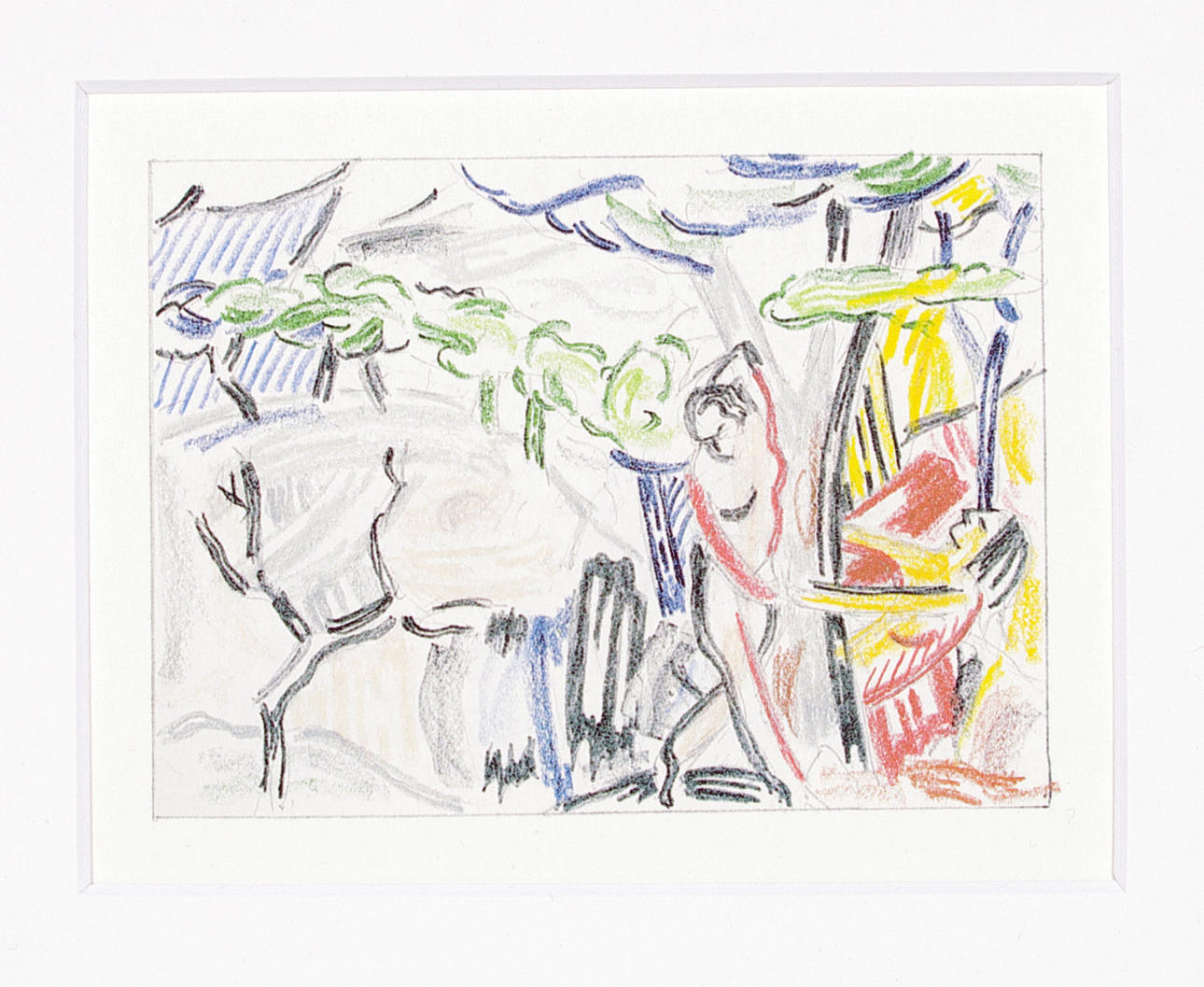 ROY LICHTENSTEIN. litografi efter skiss, figurer i landskap.