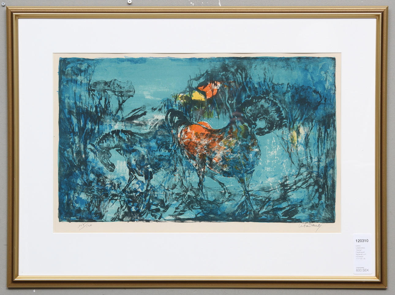 DANG LEBADANG. "Hästar". Färglitografi. Signerad och numrerad 117/120.