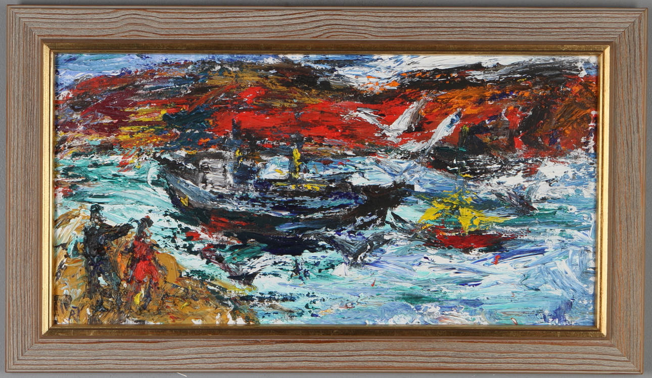 RAGNAR JOHANSSON. Landskapskomposition, olja på duk, signerad.