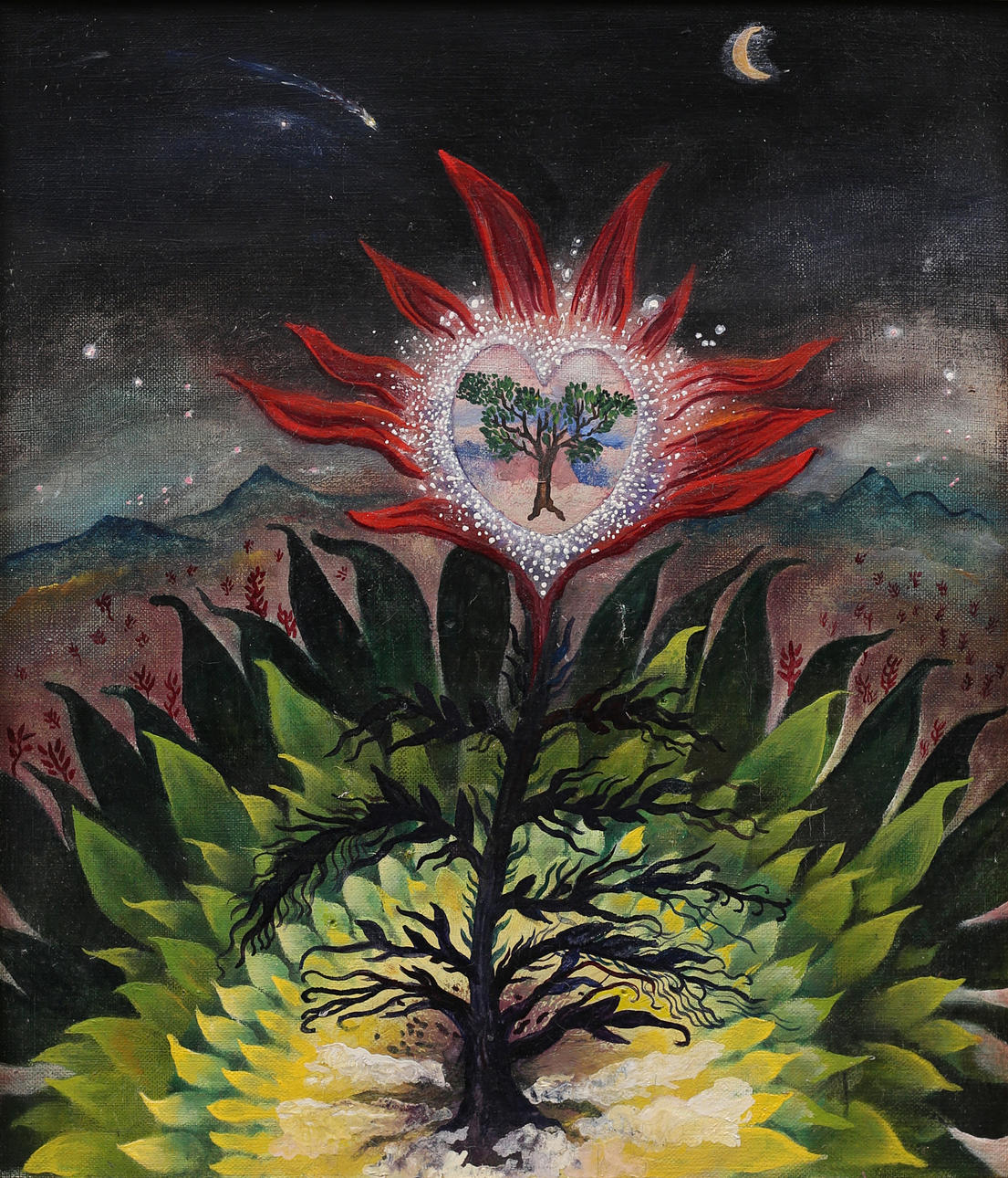 BERTIL ARKRANS. Composition with flower, oil on canvas, signed on verso B Arkrans.