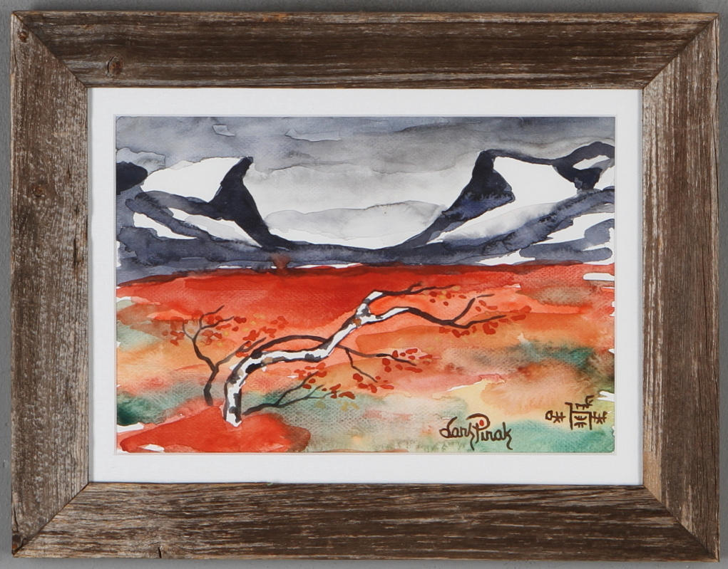 LARS PIRAK. Fjällmotiv, akvarell, signerad.