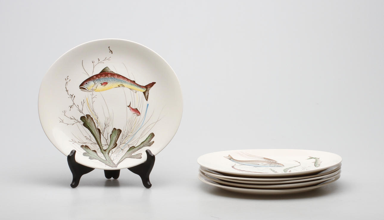 TALLRIKAR, 6 st, "Fish", Johnson Bros, 1900-tal.