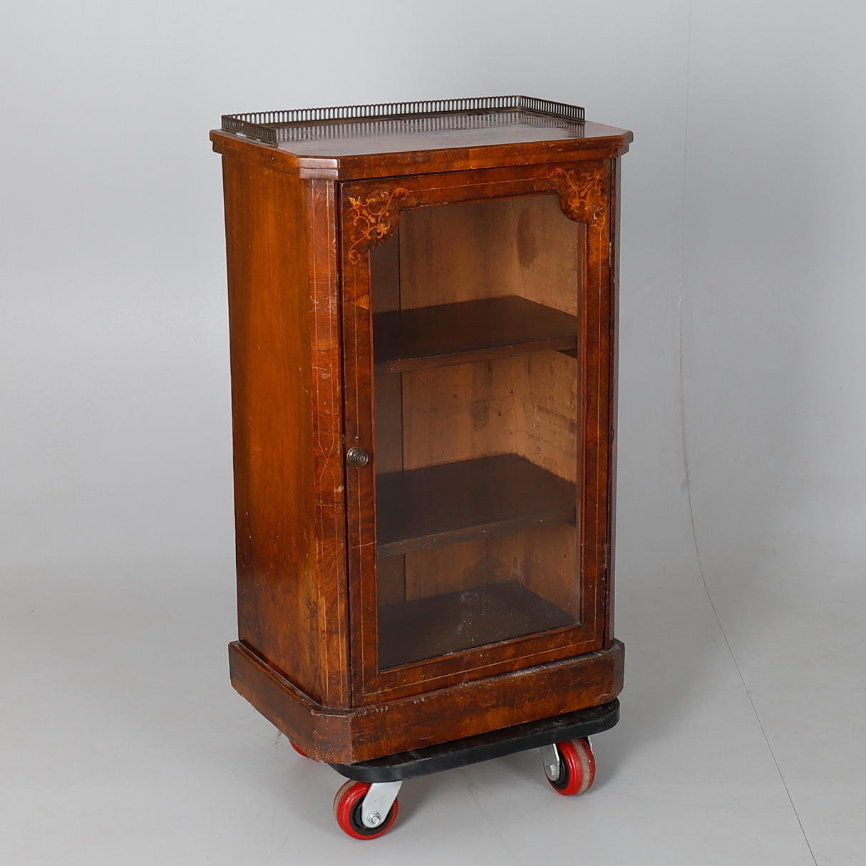 VICTORIAN WALNUT AND INLAID SIDE CABINET.