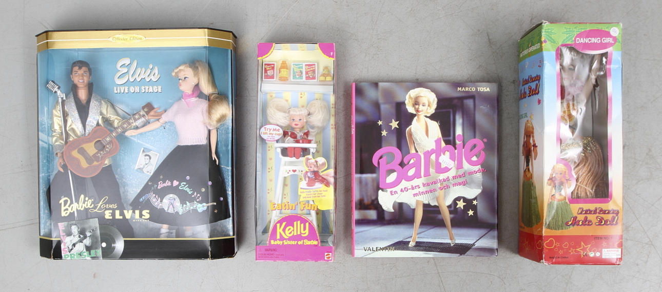 DOCKOR, 3 st, bl.a "Barbie Loves Elvis", Collector Edition, 1996, samt BOK.