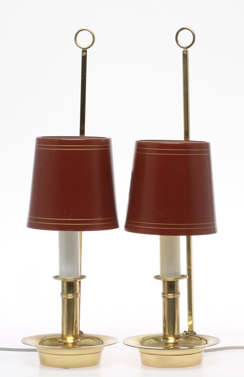 BORDSLAMPOR, 2 st, mässing, Danmark, 19/2000-tal.