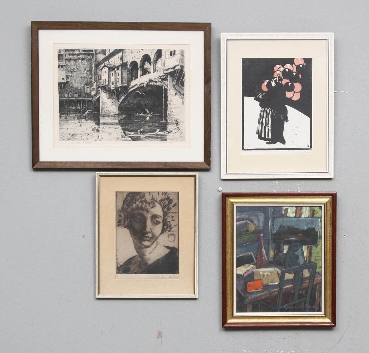 U STALLARHOLM, M.FL. Brovalv, Florens, samt 3 mindre tavlor.