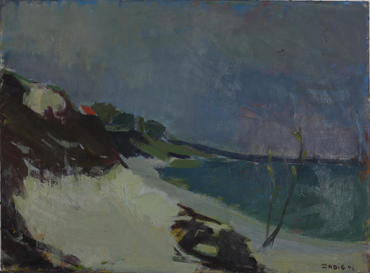 JACQUE ZADIG. Strandbild. Olja på duk. Signerad Zadig.