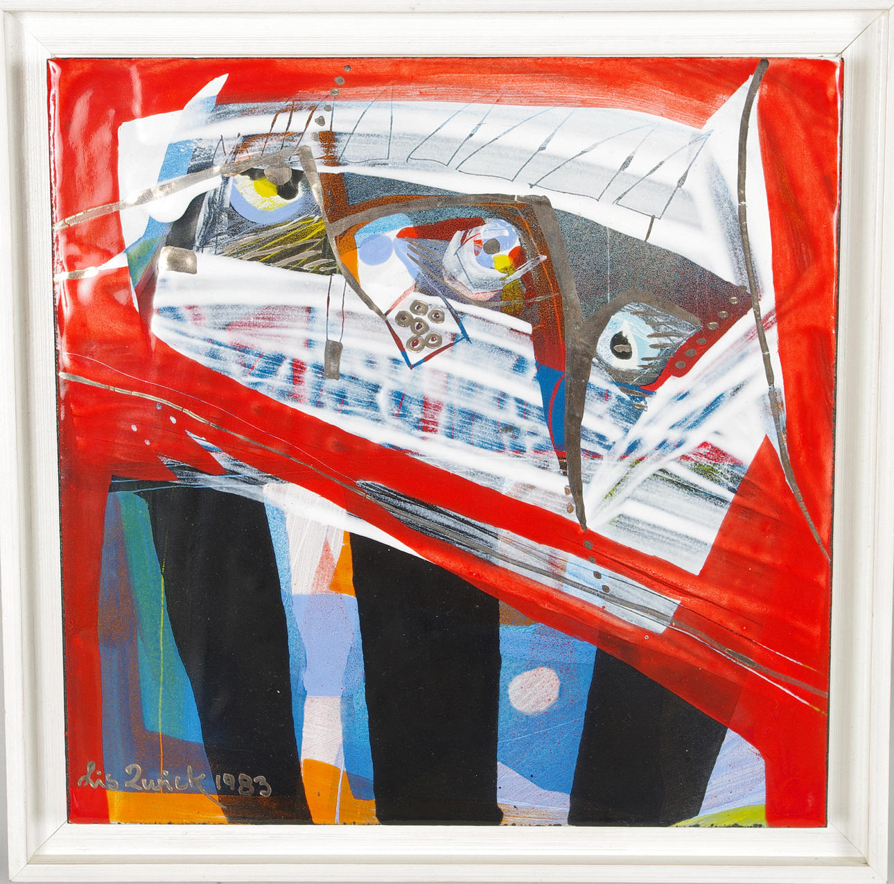 LIS ZWICK. "Narren spelar musik", emalj på metall.