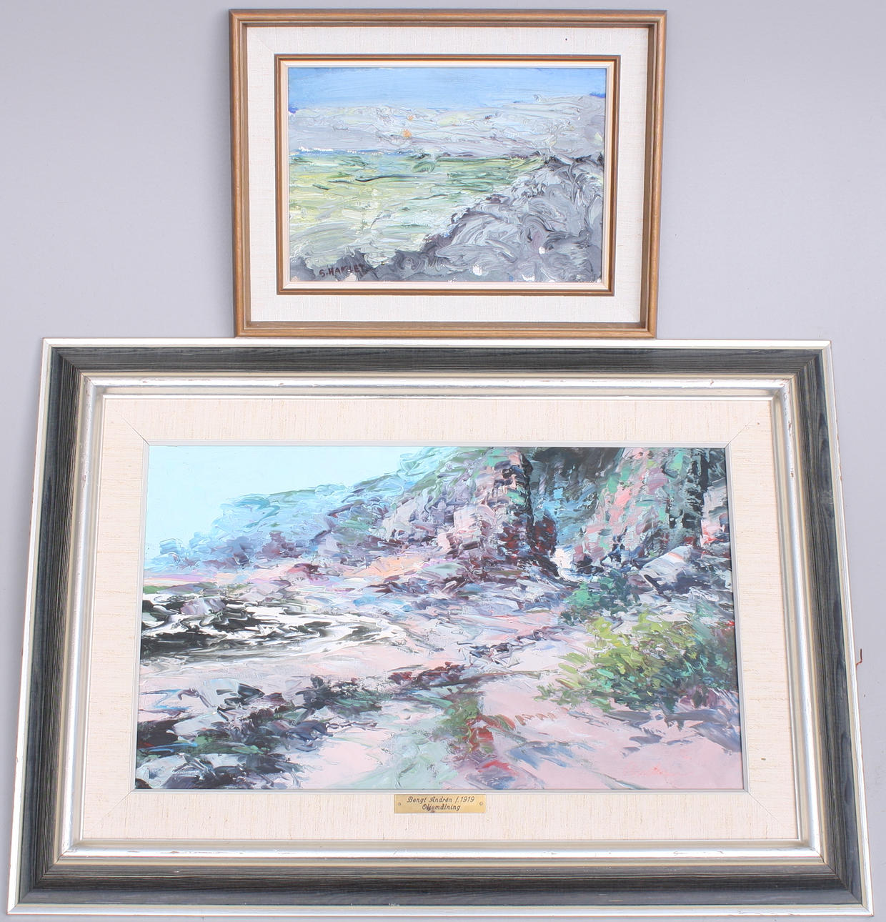 TAVLOR, 2 st,olja på duk,sign.