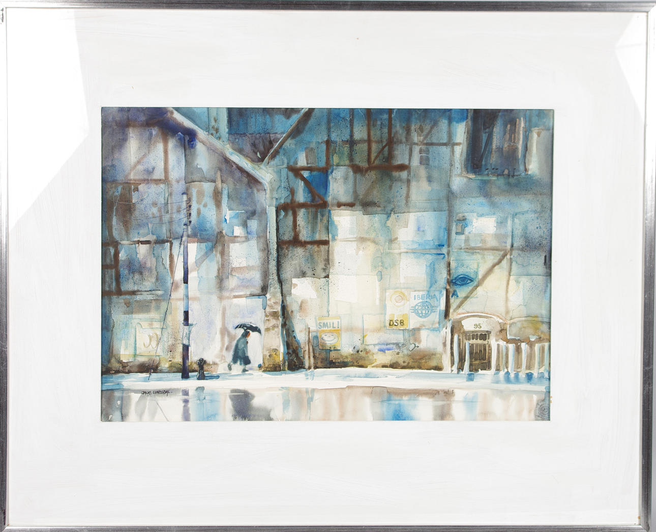 JACK LUNDSDAL. modern gatubild, akvarell.