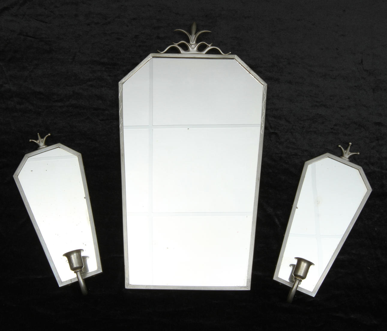 SPEGEL, SPEGELAMPETTER 1 par, tenn, 1900-tal.