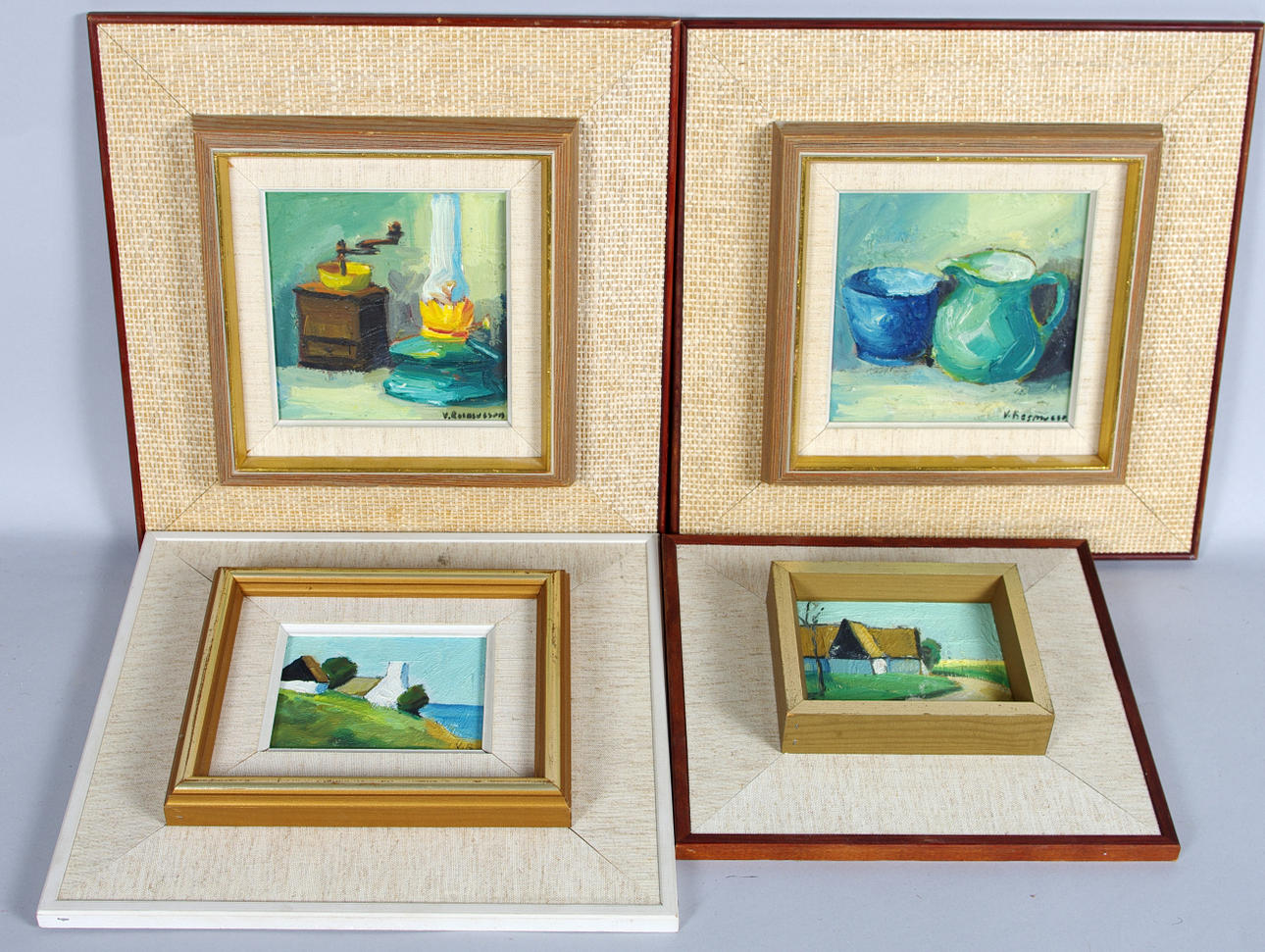 VIKTOR RASMUSSEN. 4 tavlor, olja på pannå.