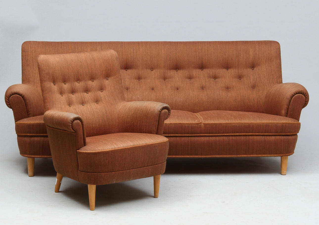 SOFFA, FÅTÖLJ, "Hemmakväll", design Carl Malmsten.