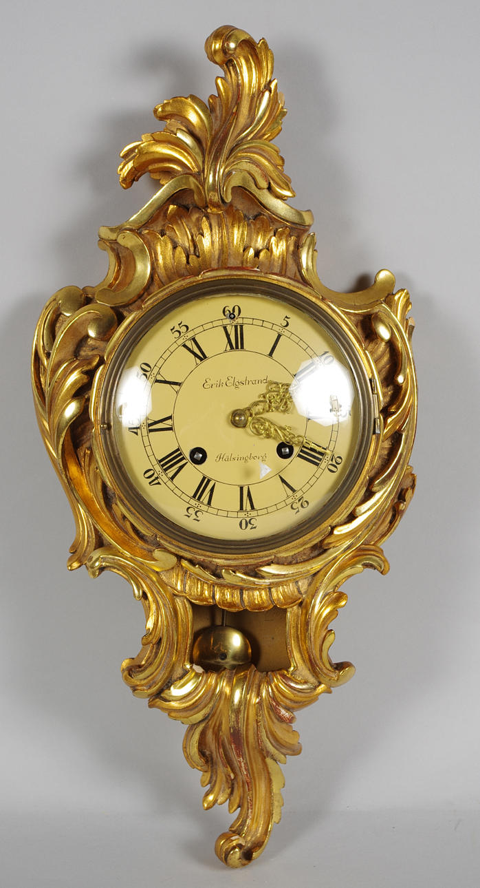 VÄGGPENDYL, förgylld, rokokostil, Westerstrand.