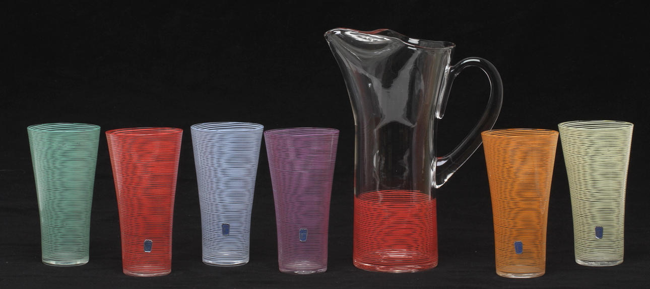 KARAFF samt GLAS 6 st, glas, "Party", Bengt Orup Johansfors.