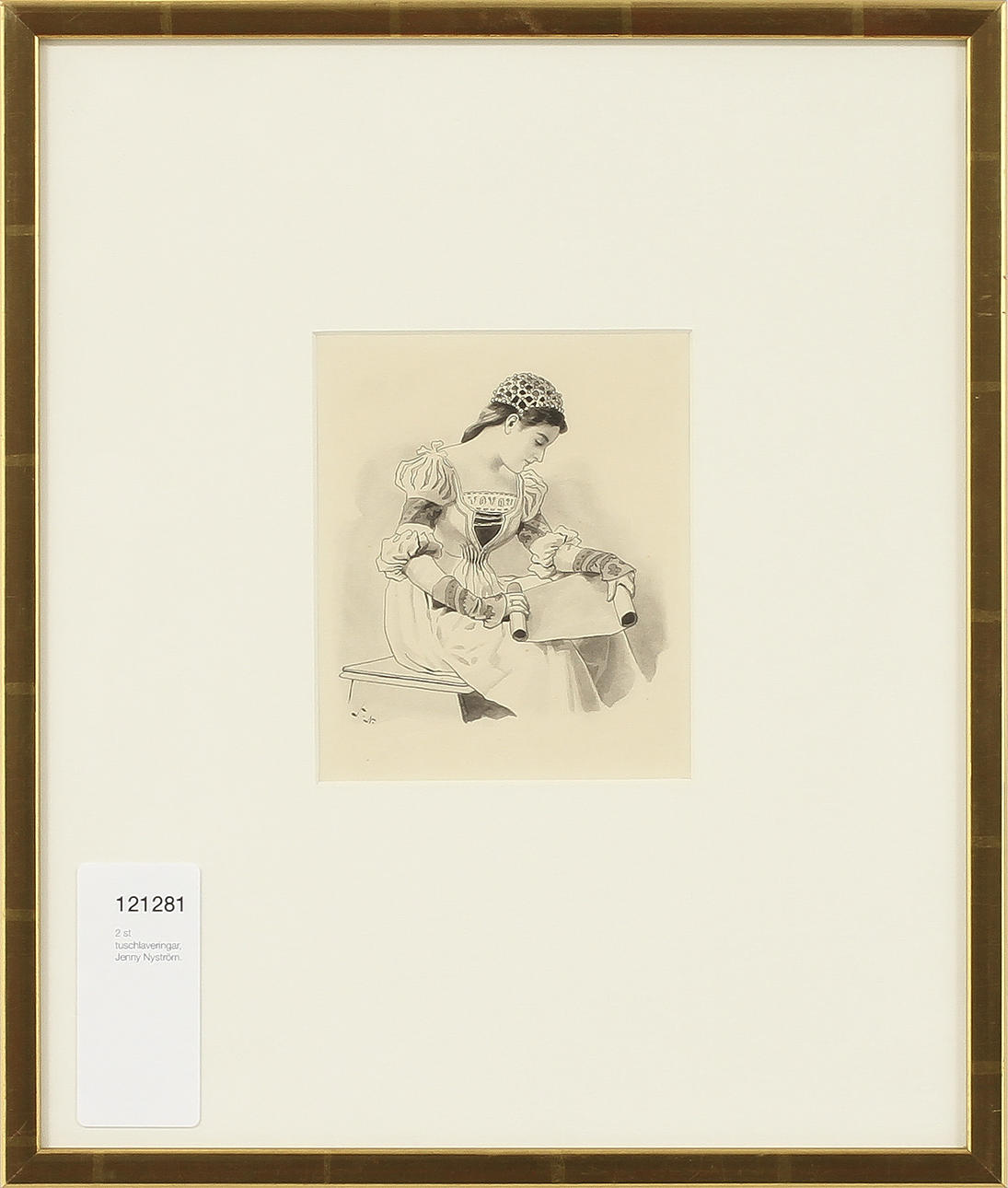 JENNY NYSTRÖM. Tuschlaveringar, två stycken. Signerade.