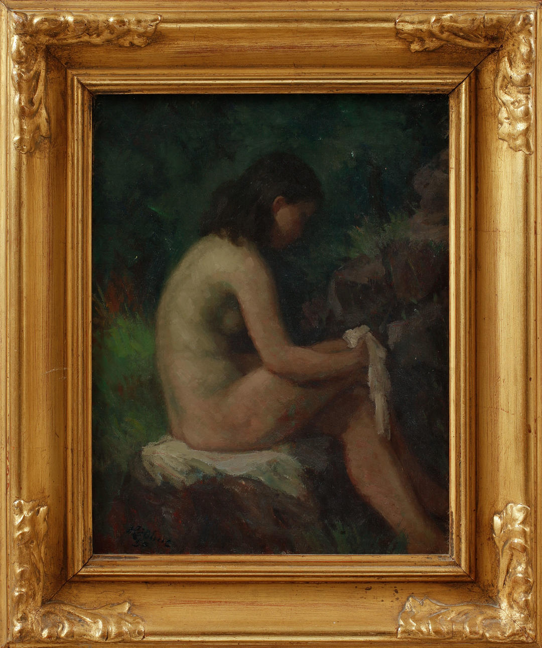 HELGE HELME, model study, oil on canvas, signed and dated -50.