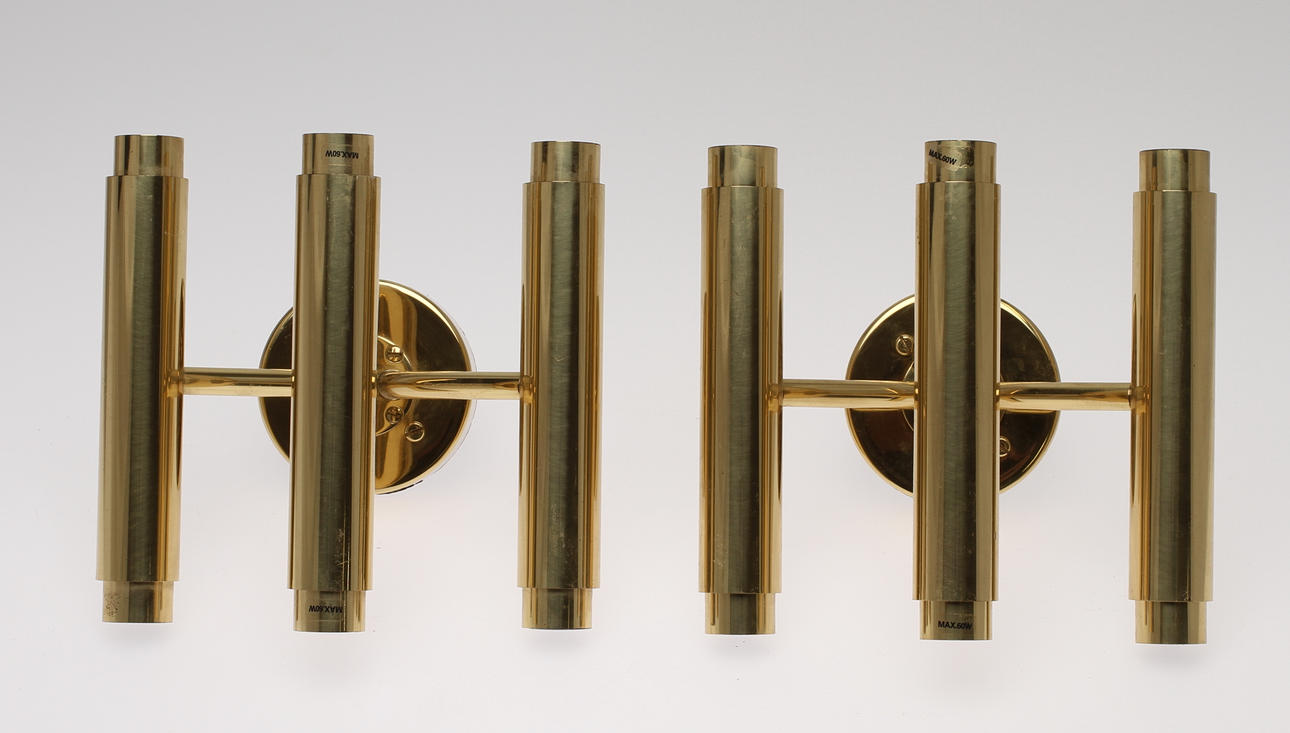 VÄGGARMATURER, 4 st, mässing, Jakobsson Markaryd.