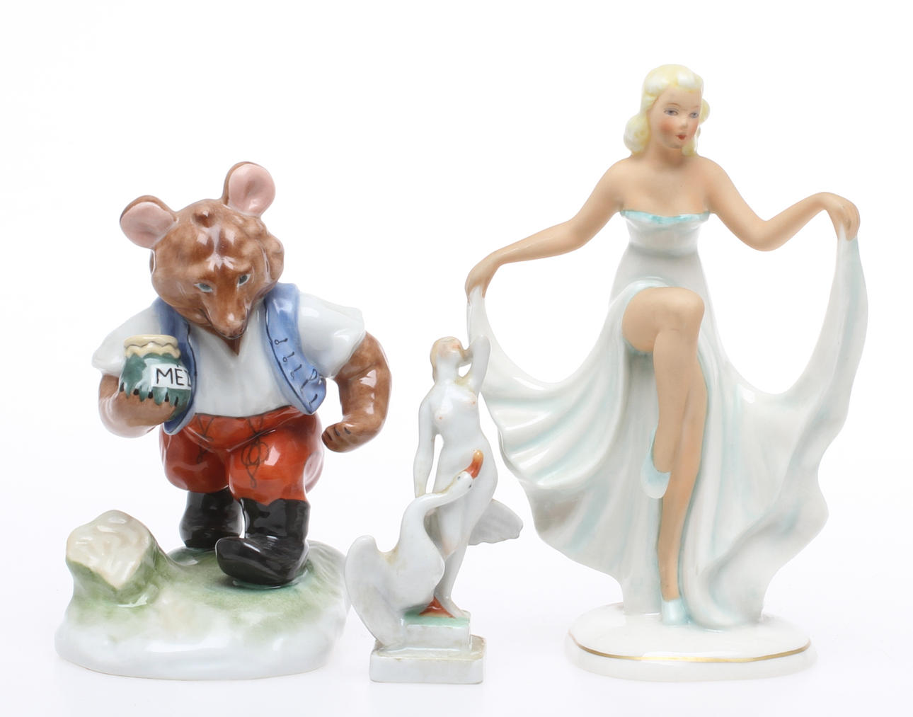 FIGURINER, 3 st, Herend, Ungern samt Schaubach Konst, Gremany.