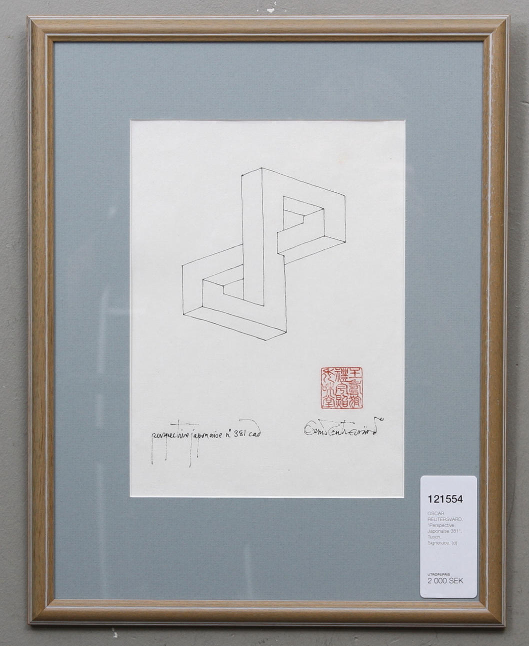 OSCAR REUTERSVÄRD. "Perspective Japonaise 381". Tusch. Signerade.