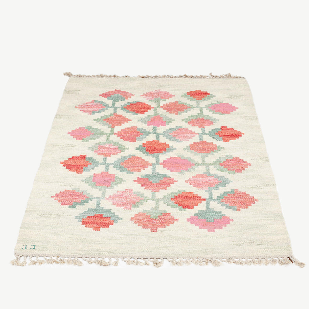 JUDITH JOHANSSON. Carpet "Lathyrus", bed sheet. 200 x 140 cm, signed.