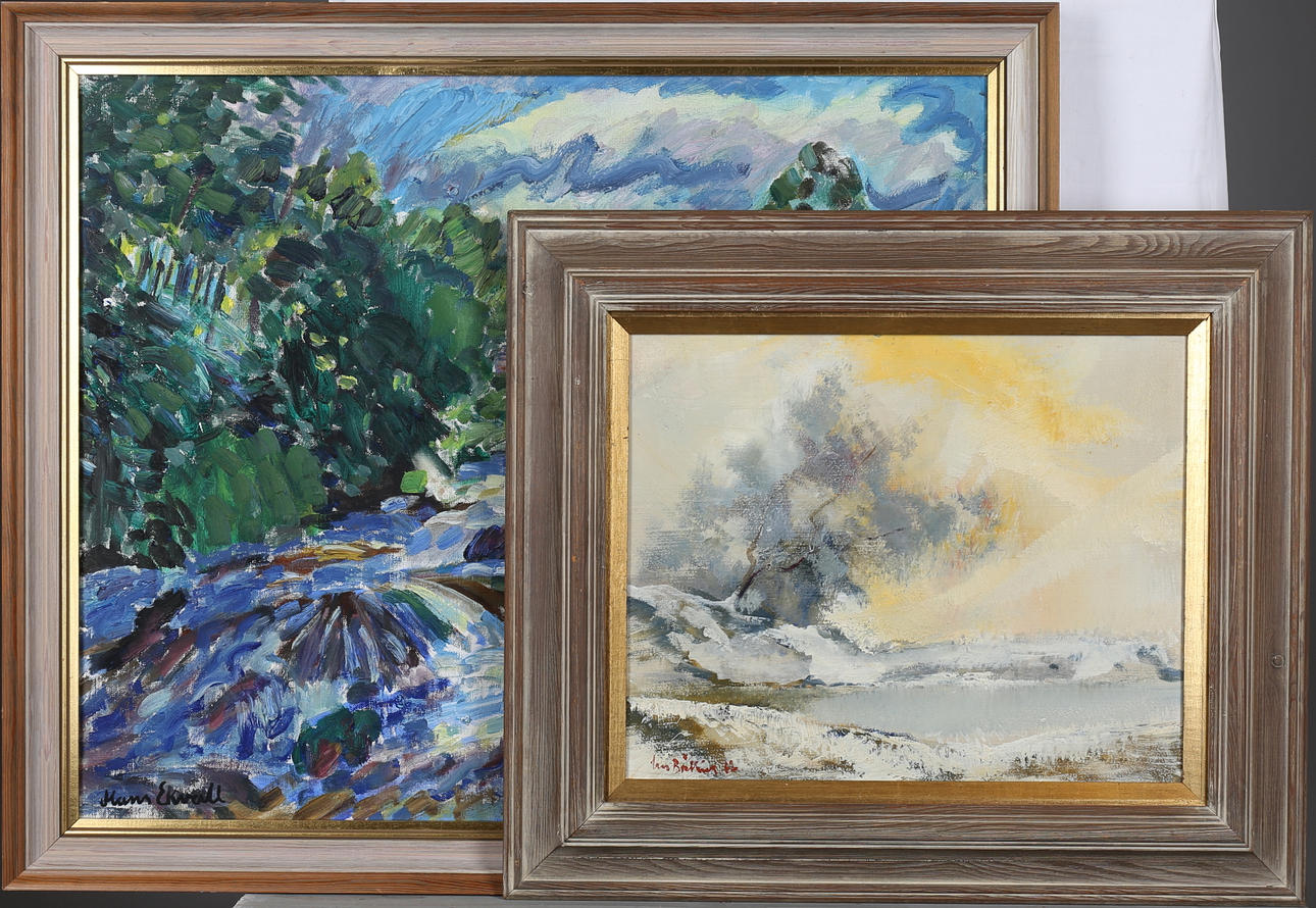 LARS BOËTHIUS, HANS EKVALL, oljemålningar, 2 st, signerade.