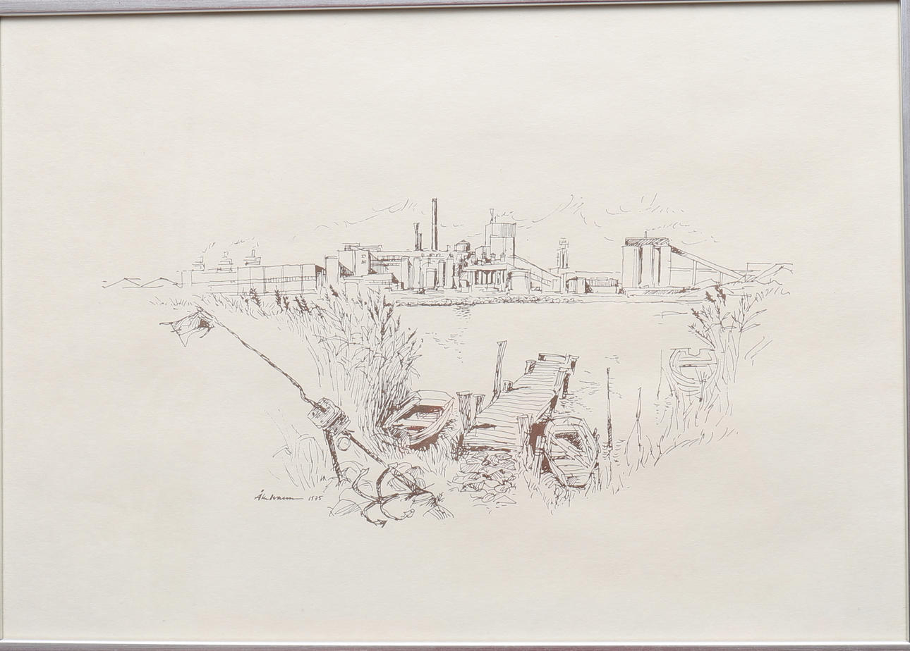 OIDENTIFIERAD KONSTNÄR. Lithography, Mörrums mill, Signed Åke Ivarsson 1975.