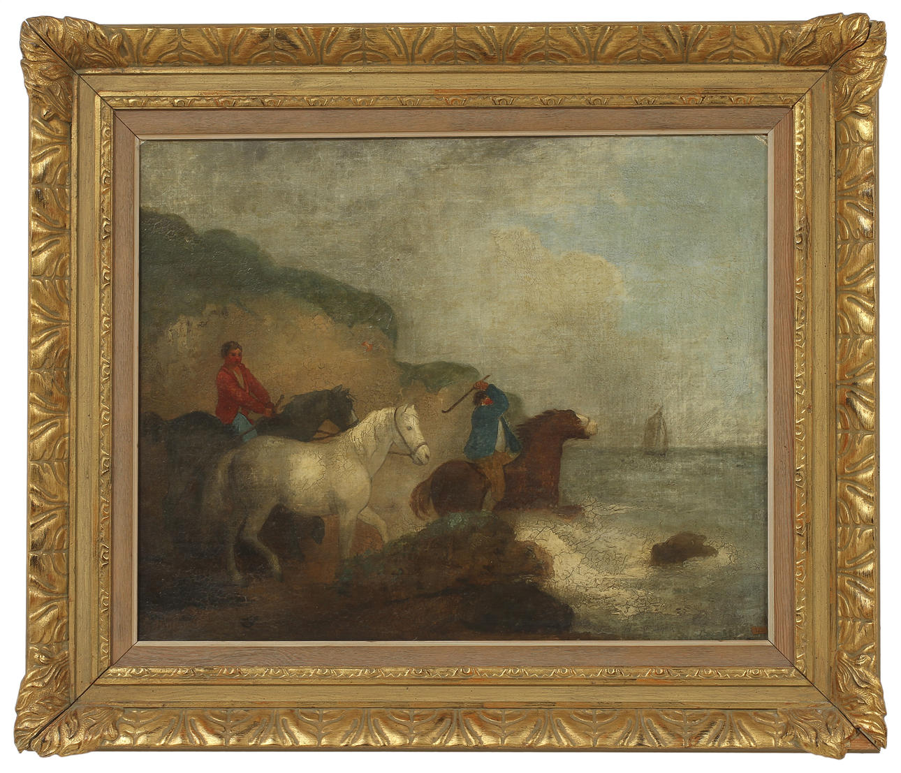 OKÄND KONSTNÄR. England 1800-tal. Olja på duk. Bär signatur.
