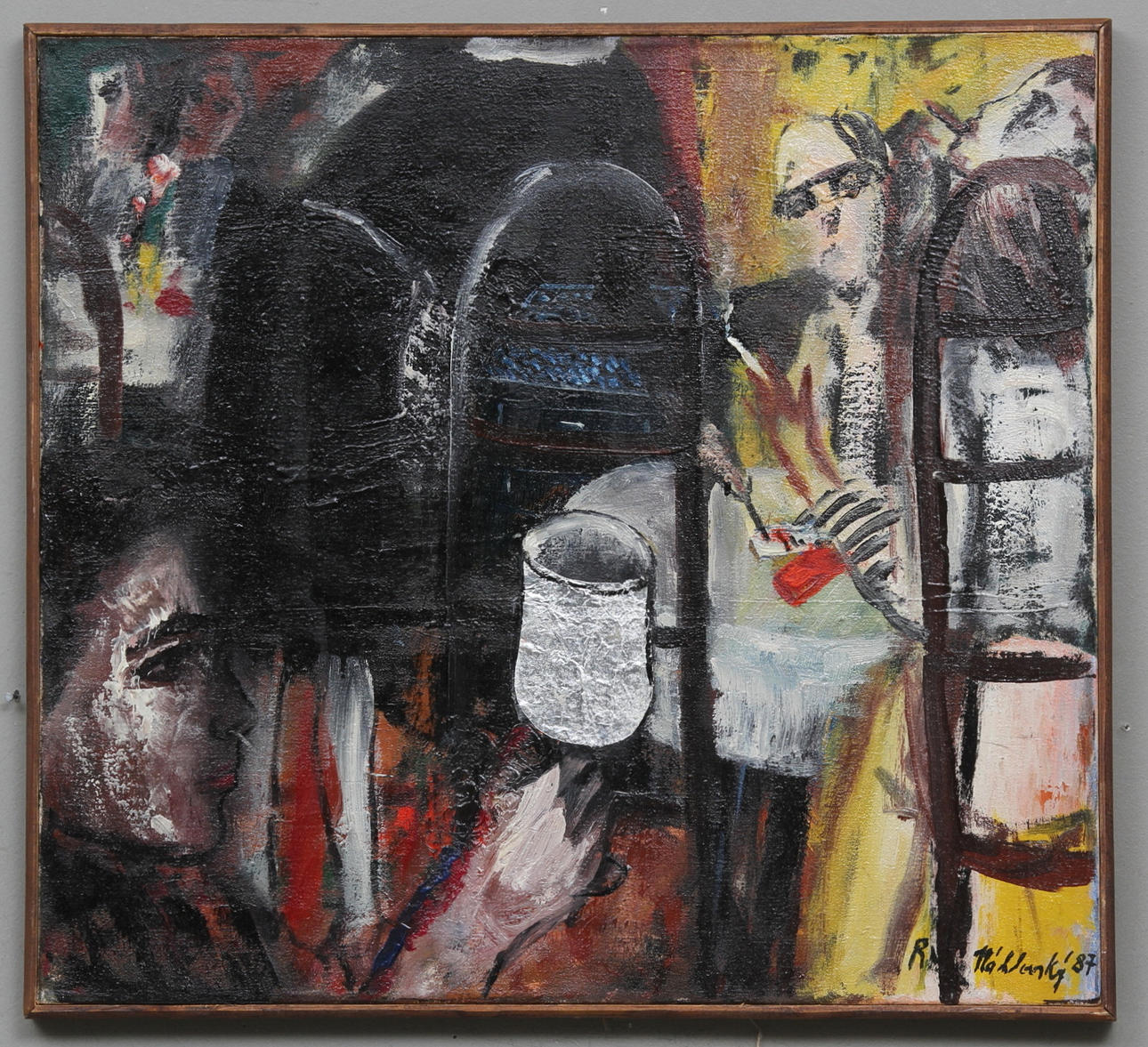 RICHARD NÁHLOVSKÝ. Tjeckien. Interiör med ett glas. Olja på duk. Signerad och daterad -87.