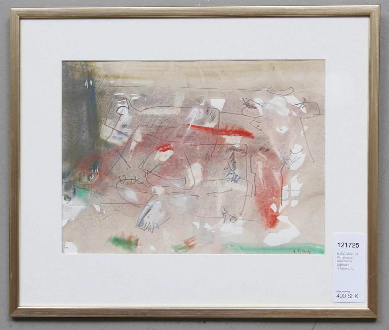 HANS ÅSBERG. Komposition. Blandteknik. Signerad H.Åsberg.