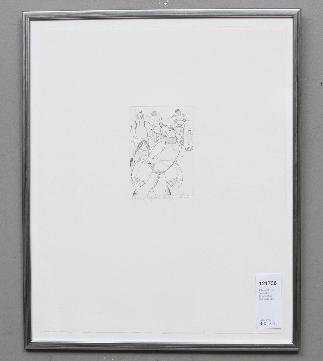 FRANCO LEIDI. "Avfärd II". Kopparstick. Signerad.